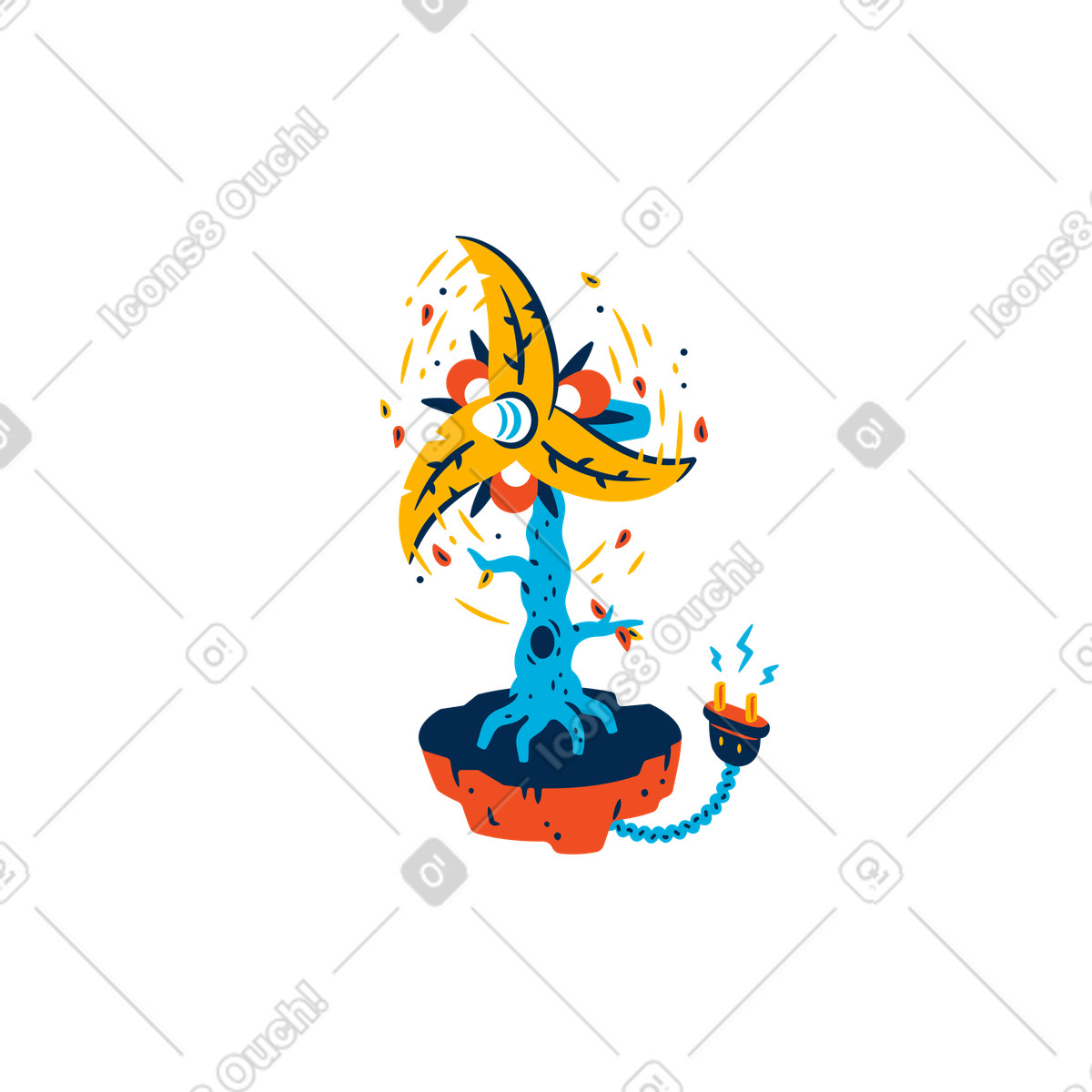 Ilustración Abanico ecológico elaborado con plantas en estilo Flame a descargar en PNG y SVG
