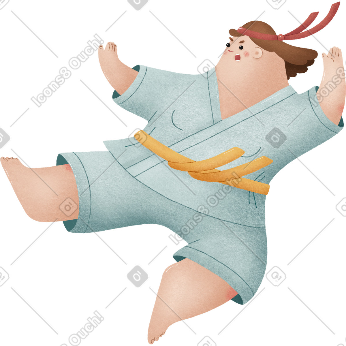 下载 Woolly 风格的 Karate girl 插画，支持 PNG、SVG 格式