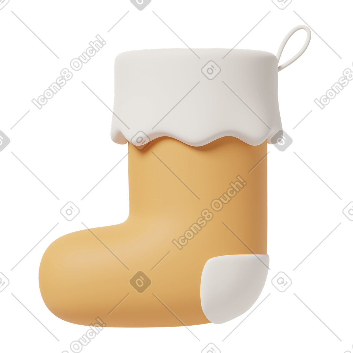 Yellow сhristmas stocking illustration in 3D Casual life style download in PNG, SVG