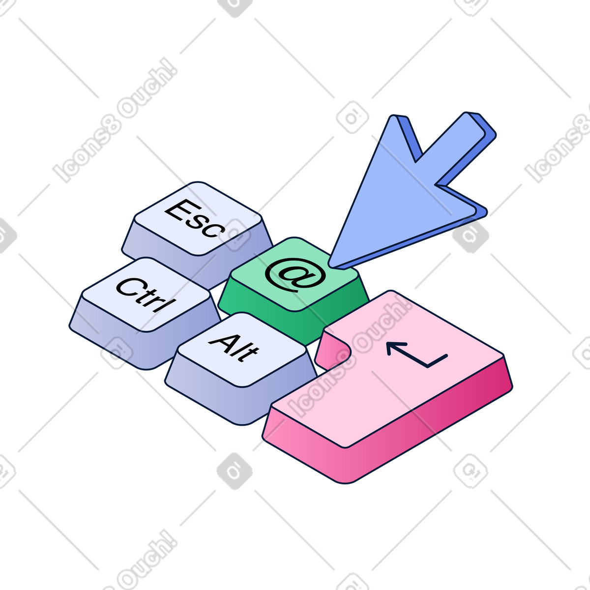 Subscribe to newsletter keyboard button animated illustration in GIF, Lottie (JSON), AE