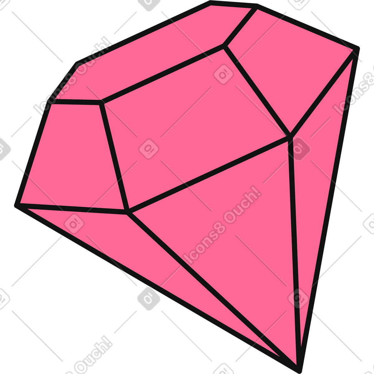Ilustración Diamante rosa en estilo Bloom a descargar en PNG y SVG