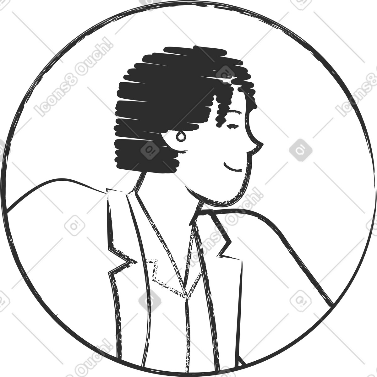 Avatar eines mannes im profil-Illustration Graphite-Stil als Download in PNG, SVG