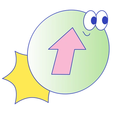 A cartoon fish with an upward arrow - Eyeful style illustration