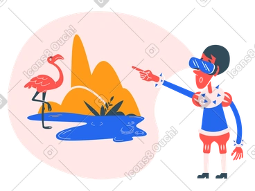 Boy exploring nature in virtual reality PNG, SVG
