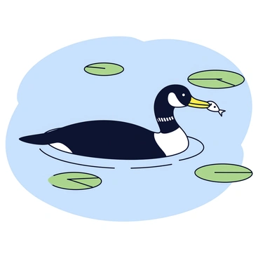 A loon catching a small fish in its sharp beak