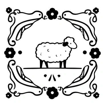 A vintage-style product label featuring a detailed illustration of a sheep standing proudly in the center. The sheep is depicted with a textured wool coat and is surrounded by ornate decorative borders that include floral and geometric patterns. Elegant scrolls frame the edges of the label, adding to the ornate appearance. The background includes additional decorative elements that enhance the vintage feel of the overall design.