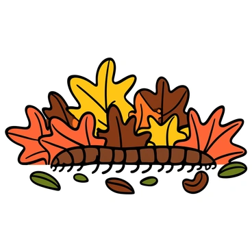 A centipede under a carpet of colorful autumn leaves