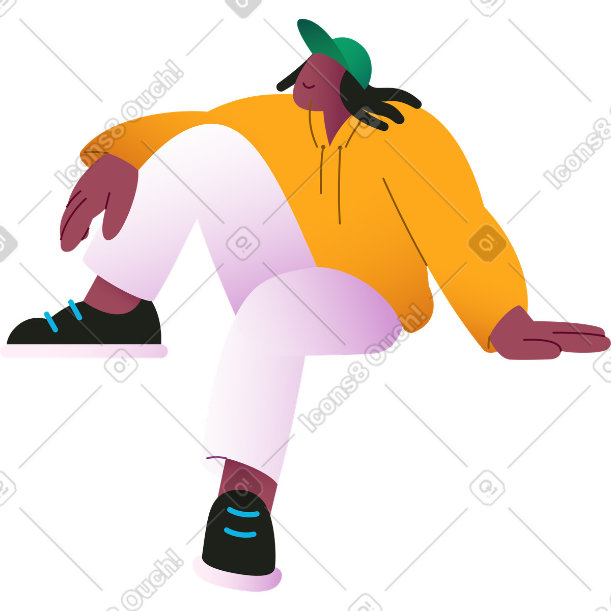 Man sitting with one leg dangling illustration in Colors style download in PNG, SVG
