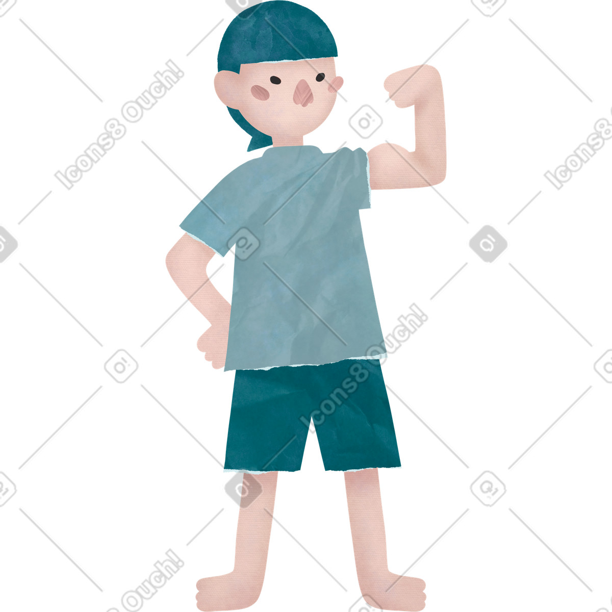 下载 Papery 风格的 男孩 插画，支持 PNG、SVG 格式