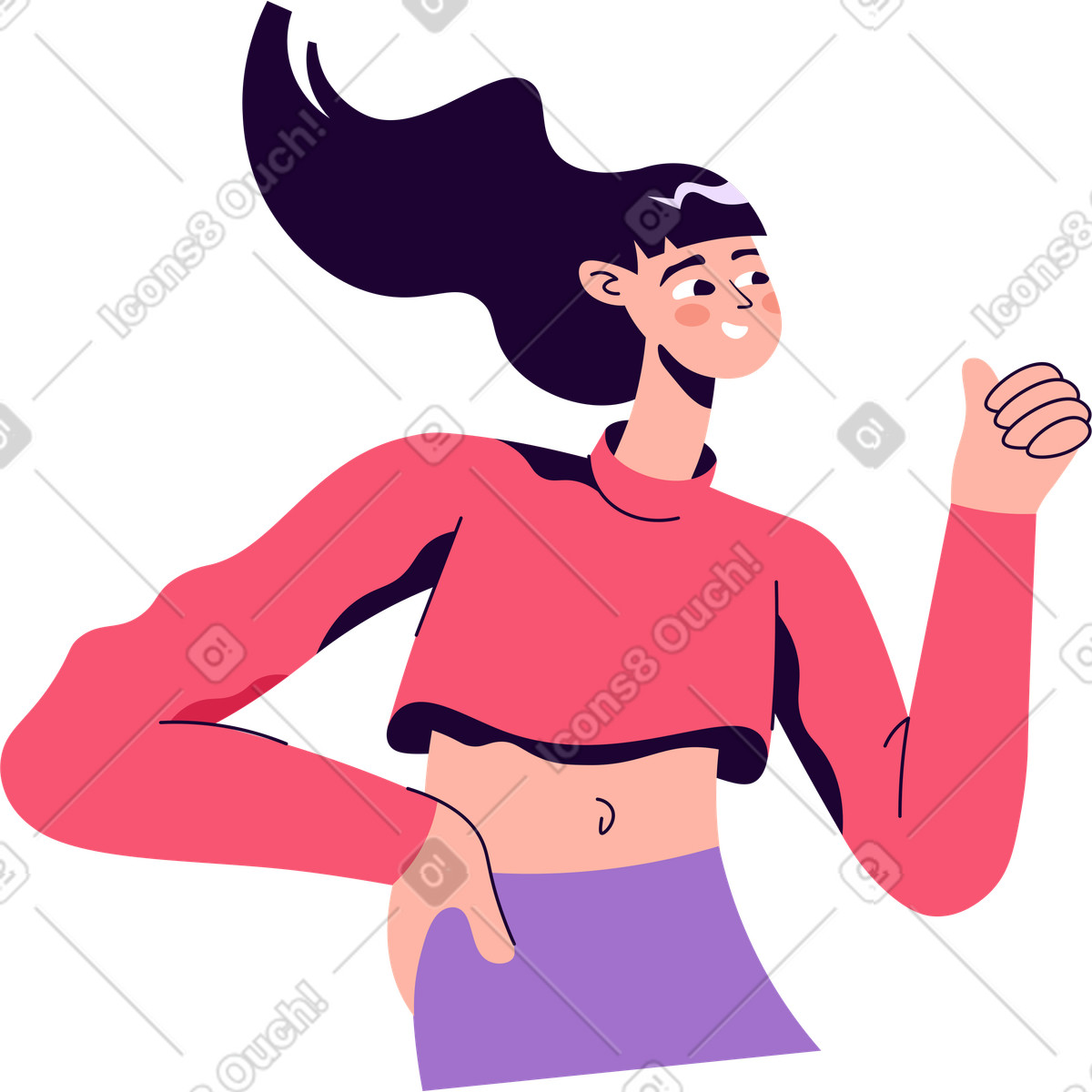 Ilustração de Mulher com a mão levantada em no estilo Martina para baixar em PNG, SVG