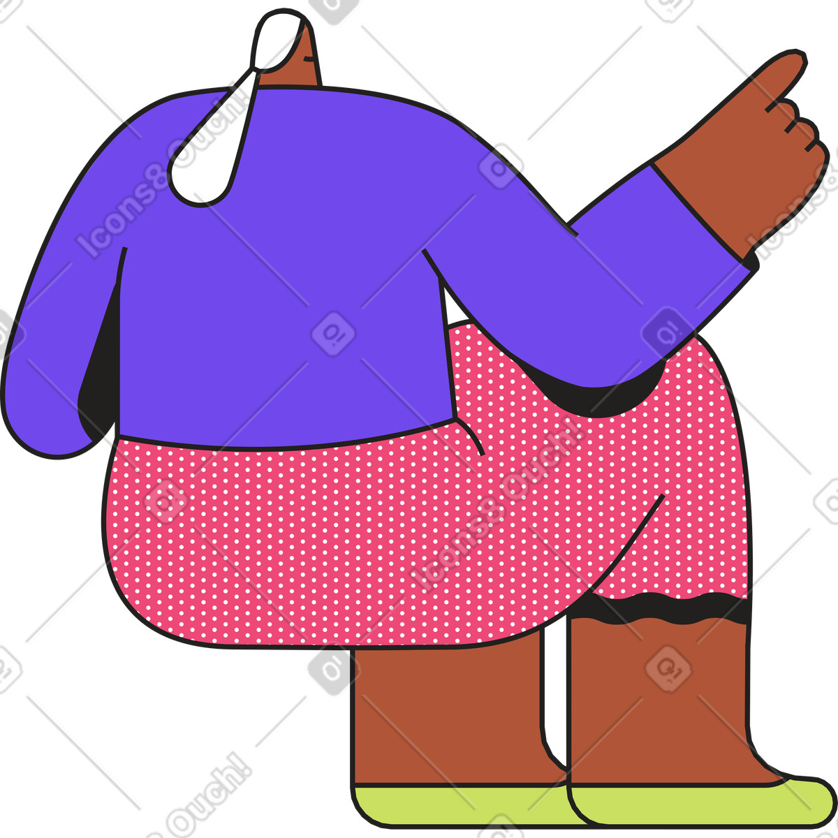 下载 Dazzle 风格的 坐着的女孩指着某物 插画，支持 PNG、SVG 格式