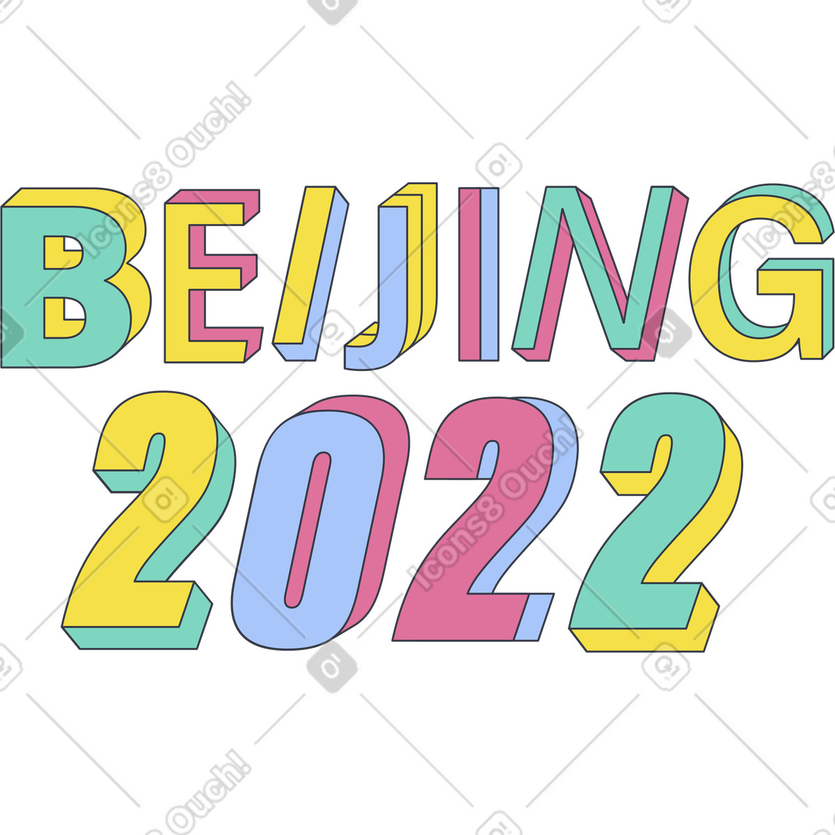 Lettering beijing two thousand twenty illustration in Abstract style download in PNG, SVG