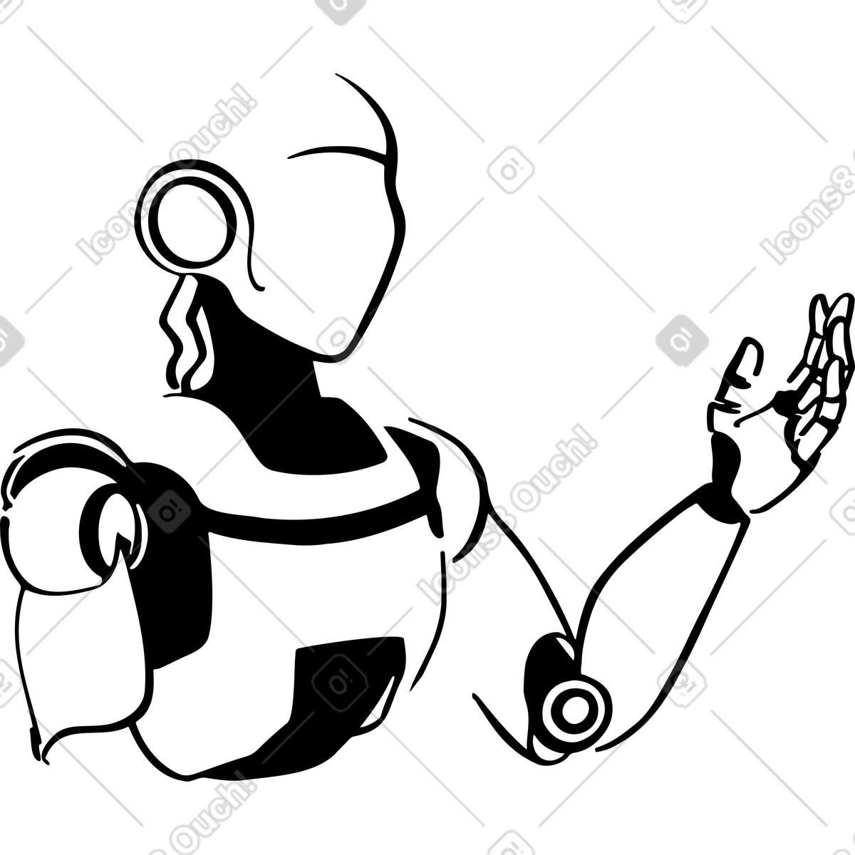 Ilustración Robot humanoide en estilo Line a descargar en PNG y SVG