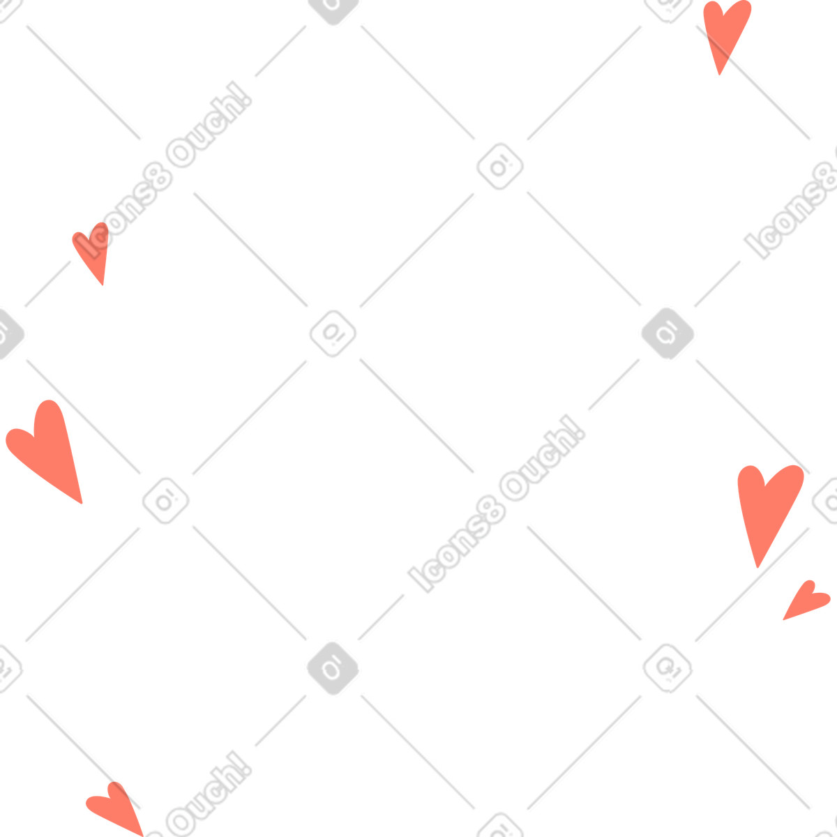 Ilustración Six coral hearts en estilo Lagom a descargar en PNG y SVG