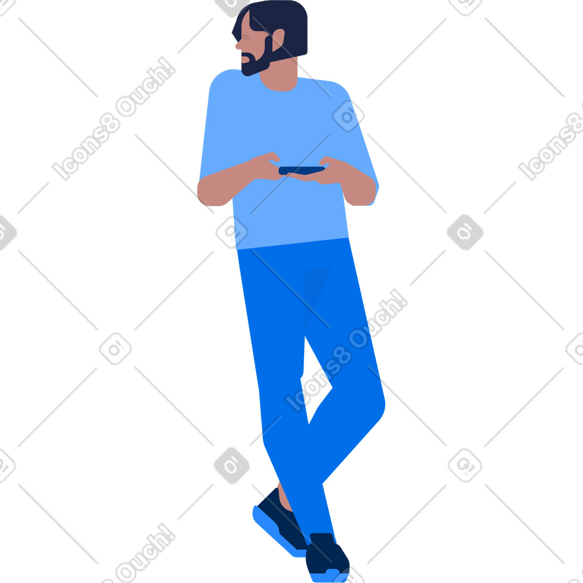 Ilustração de Man with smartphone looks to the side his head turned sideways em no estilo Urban para baixar em PNG, SVG