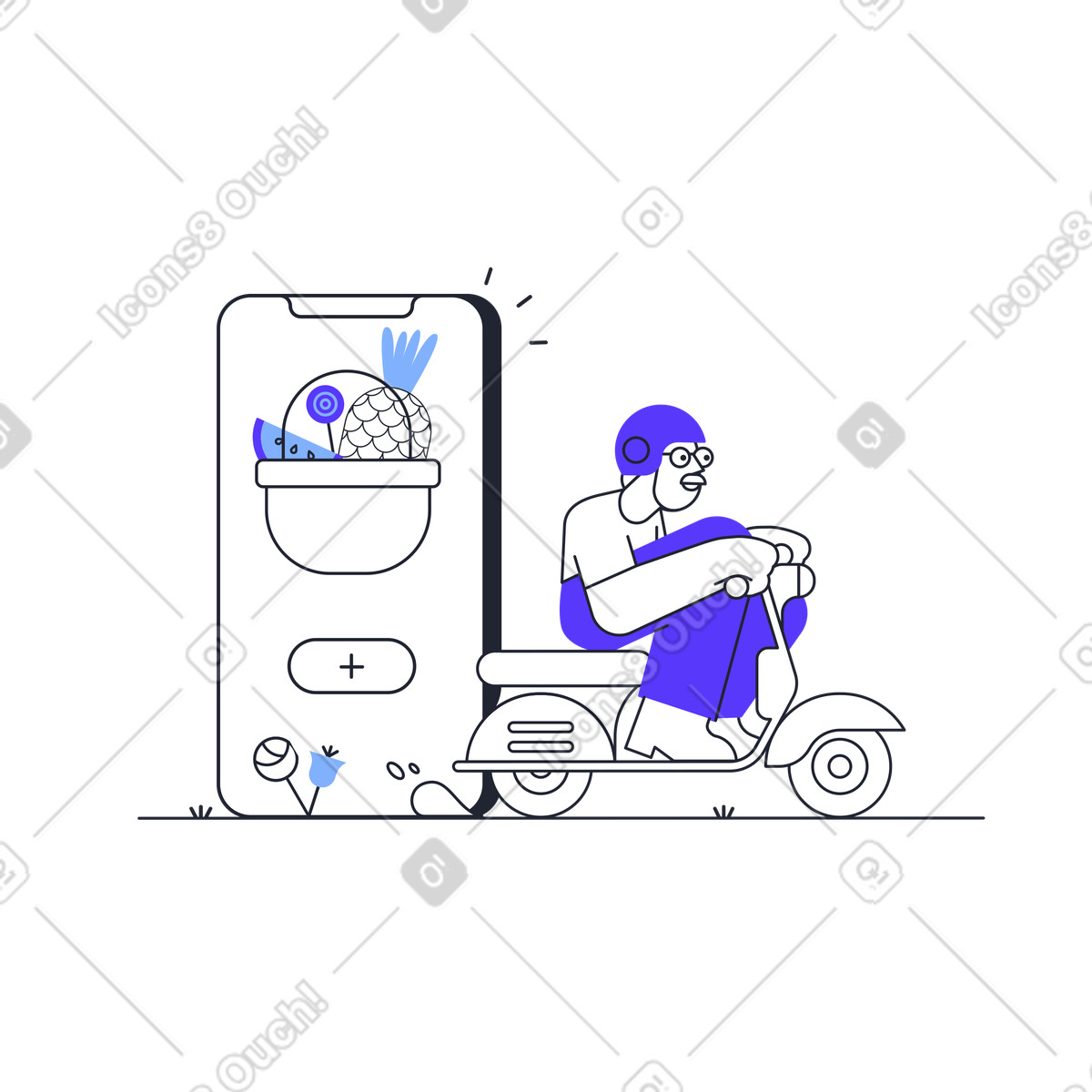 Products app delivery illustration in Pablita style download in PNG, SVG