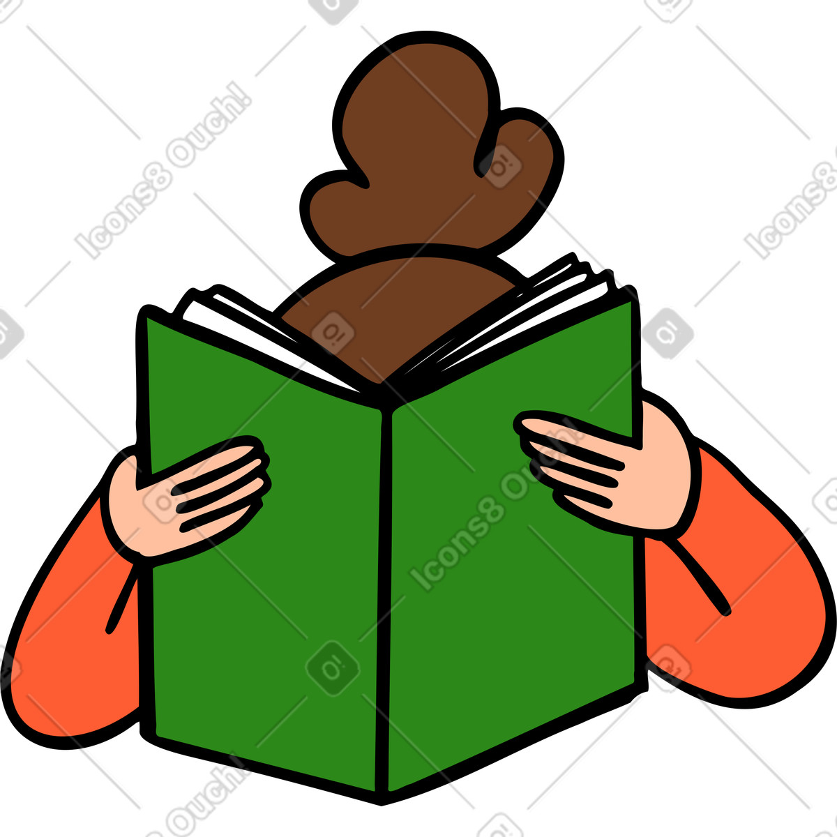 Person reading a book illustration in Comic style download in PNG, SVG