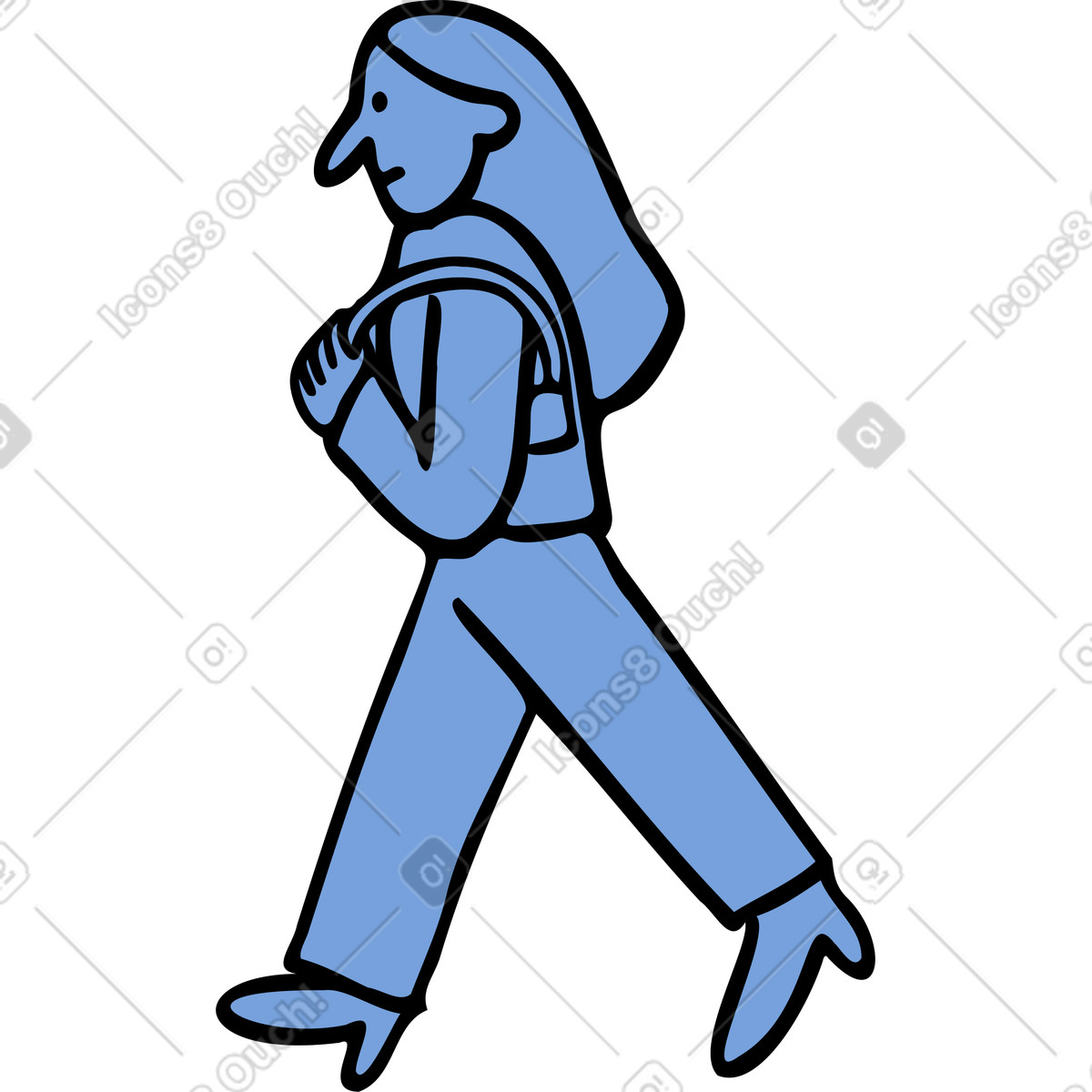 Woman walking illustration in Comic style download in PNG, SVG