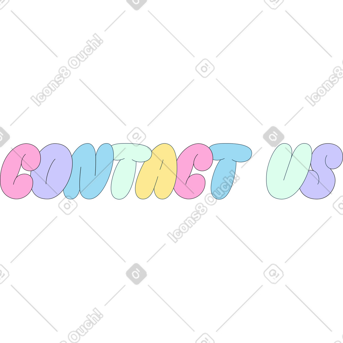 Ilustración Letras contáctenos en estilo Bubble gum a descargar en PNG y SVG