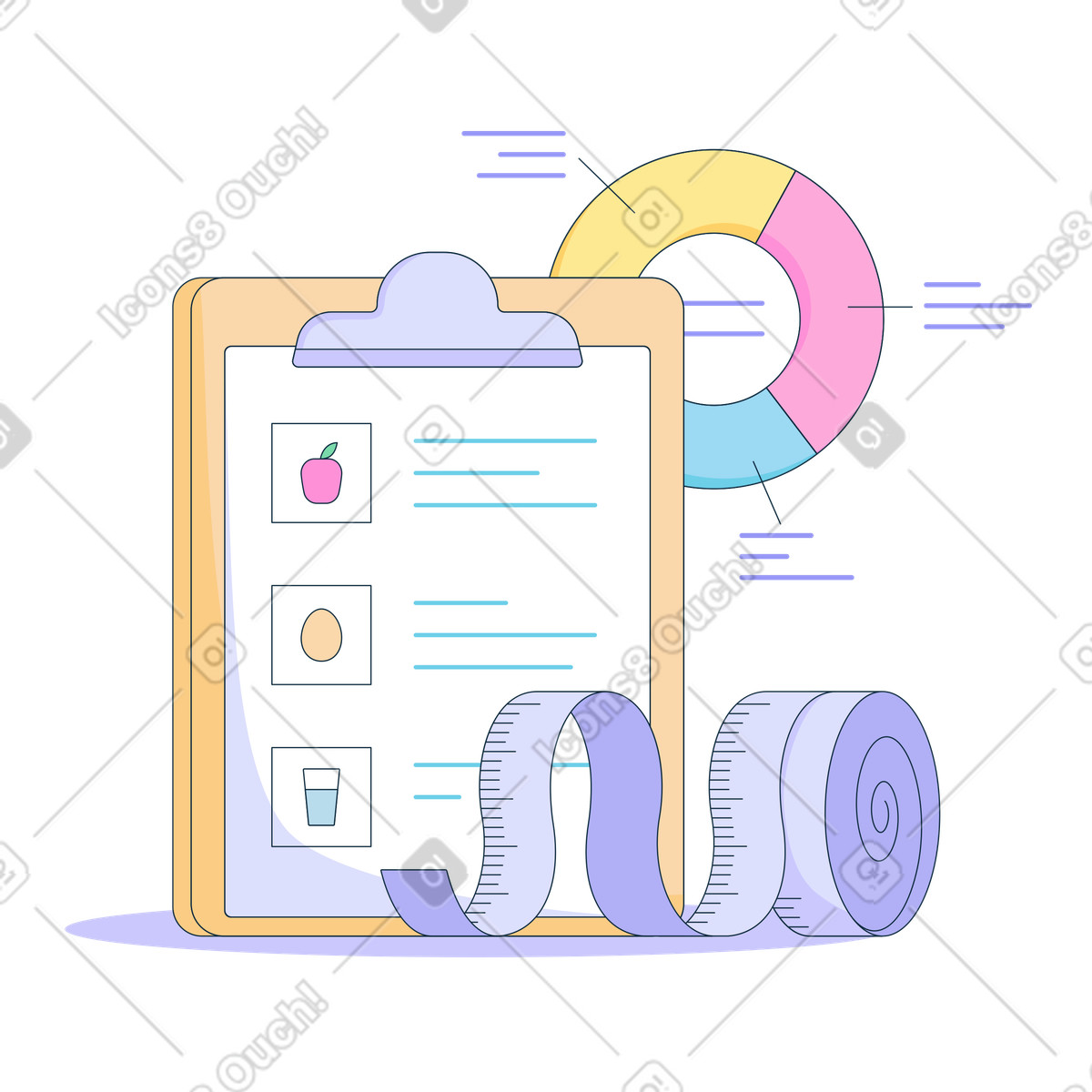 Diet and weight loss programme illustration in PNG, SVG