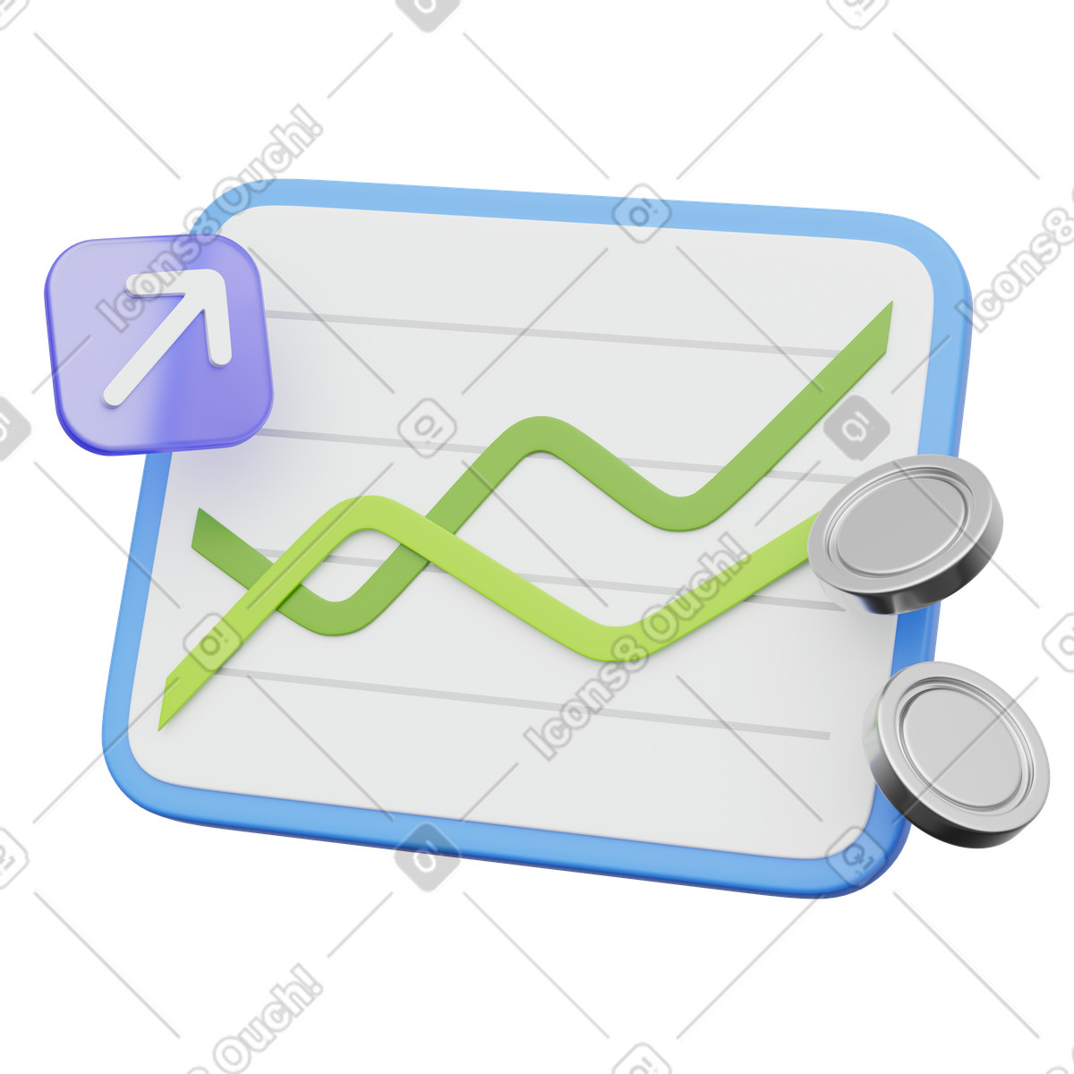 Growth statistics, Financial data graph, Profit analysis display illustration in 3D Playful style download in PNG, SVG