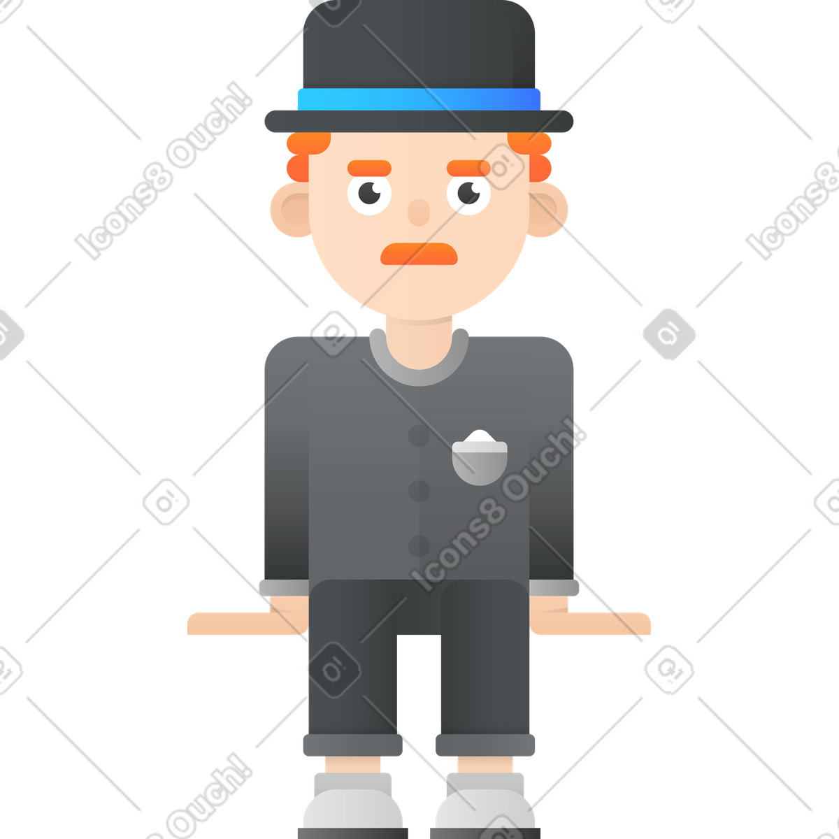 Hugo スタイルの Redhead man in black suit and hat のイラストをPNG、SVG形式でダウンロード