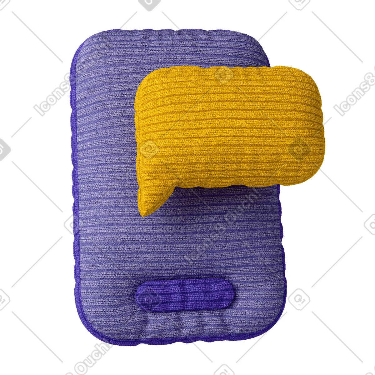 Ilustração de Soft textile mobile phone with message em no estilo 3D Plush icons para baixar em PNG, SVG