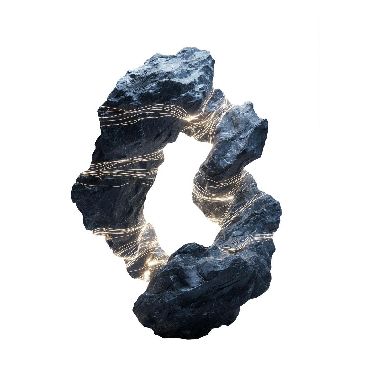 Floating stone ring with glowing energy strands illustration in Biomorphic style download in PNG, SVG