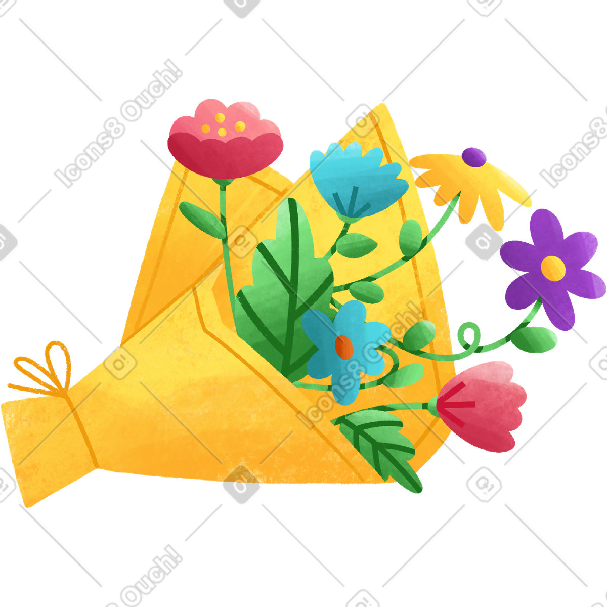 Bouquet of flowers in yellow paper illustrazione stile Bonbon scarica PNG, SVG