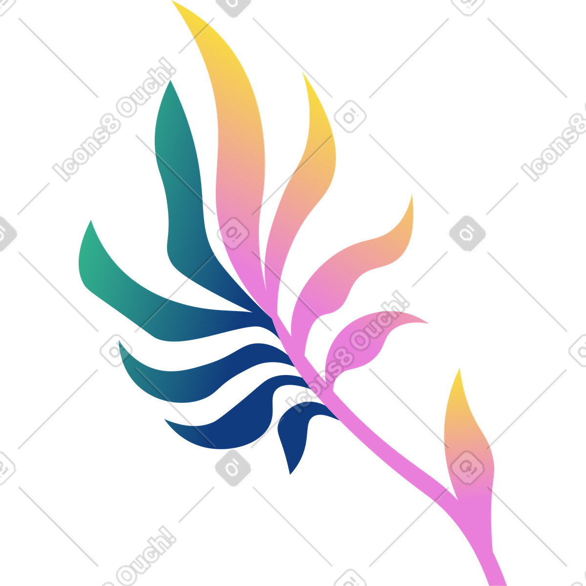 Amani スタイルの 赤黄色のヤシの木 のイラストをPNG、SVG形式でダウンロード