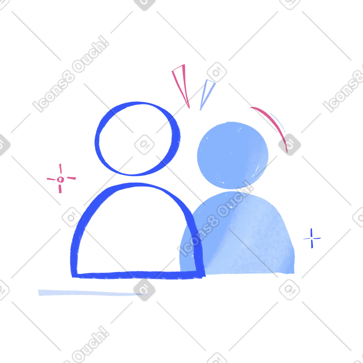 Collaborating users, Networking or partnership-Illustration im Quirky-Stil als Download in PNG, SVG