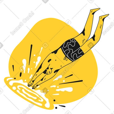 Man diving into water with splashes around him PNG, SVG