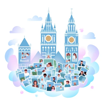 A large mosaic made from tiny photos depicting a famous landmark