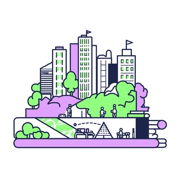 A series of matchboxes are stacked together, creating a cityscape. Each matchbox displays a different section of the skyline, featuring tall buildings with windows and rooftops. Some matchboxes depict a busy street scene with tiny vehicles and pedestrians. Others show parks with trees and people relaxing on benches. The overall arrangement forms a cohesive urban environment, with the matchboxes creating a layered effect that emphasizes depth.