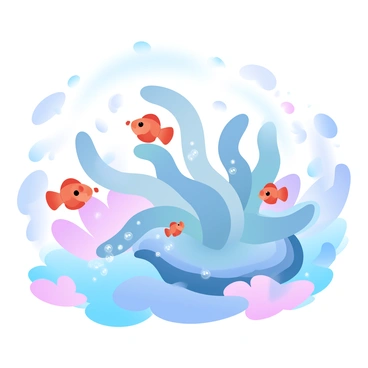 A vibrant sea anemone with flowing tentacles is situated on a colorful coral reef. "Clownfish playfully darting in and out" of the anemone, their bright orange bodies contrasting against the anemone's textures. Bubbles rise gently from the ocean floor, and various small fish can be seen swimming in the background, adding to the lively underwater scene. The water is illuminated with soft rays of sunlight streaming down, creating a shimmering effect on the sea life.