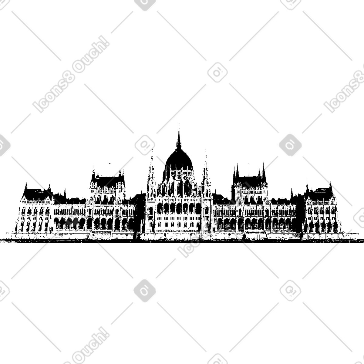 Ilustração de Hungarian parliament building em no estilo Bitmap para baixar em PNG, SVG