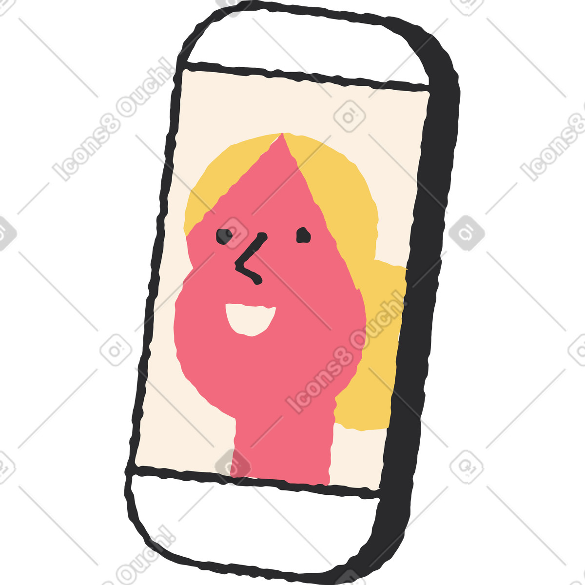 Illustration Téléphone avec visage dans le style Pablo à télécharger aux formats PNG, SVG