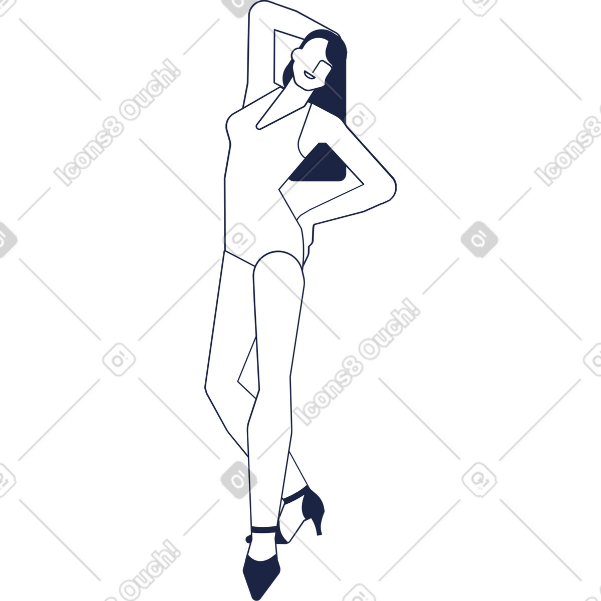 Illustration Fille en maillot de bain dans le style Urban Line à télécharger aux formats PNG, SVG