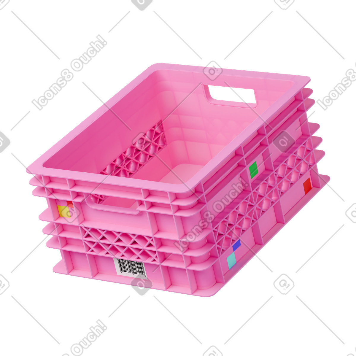 Pink plastic box illustration in 3D Stickle style download in PNG, SVG