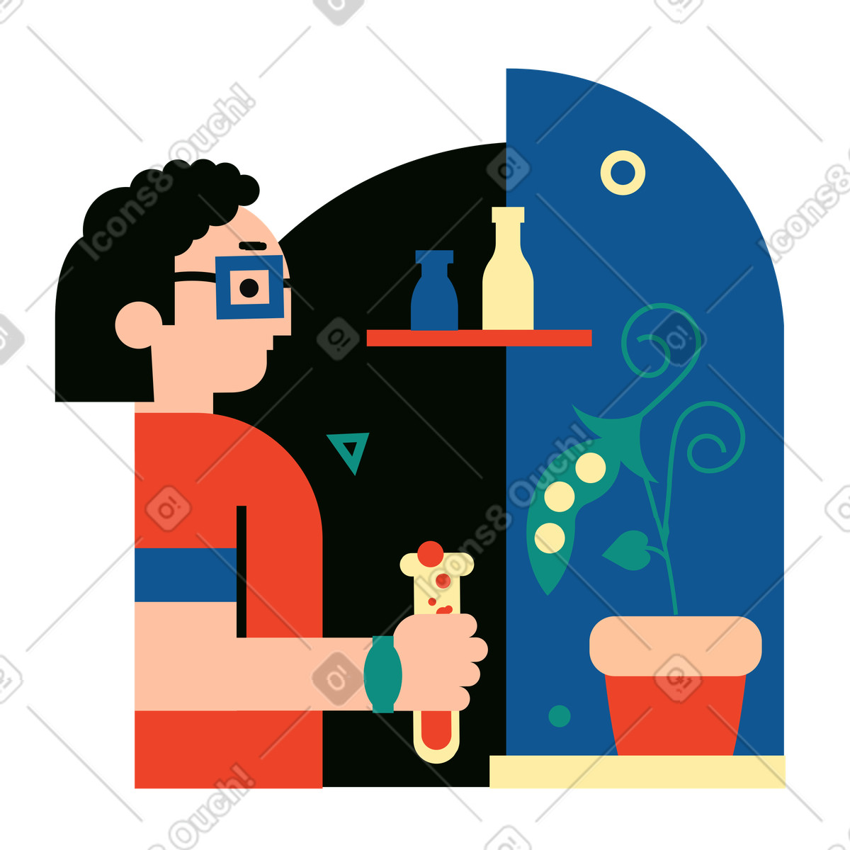 Biotecnologo che tiene un siero in una provetta illustrazione stile Polar scarica PNG, SVG