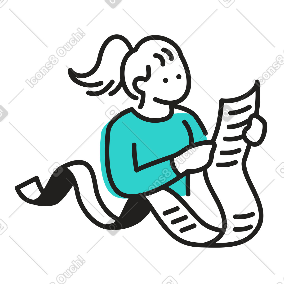 Donna con una lista molto lunga illustrazione in stile Little scarica in PNG, SVG