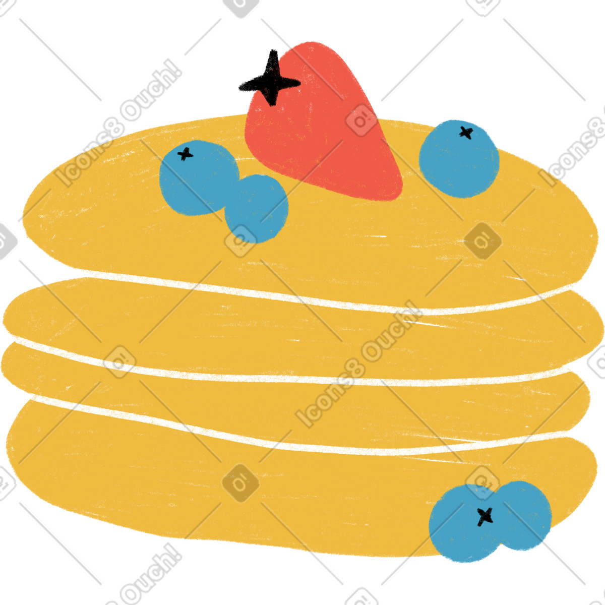 下载 Tutti 风格的 Pancakes with strawberries and blueberries 插画，支持 PNG、SVG 格式