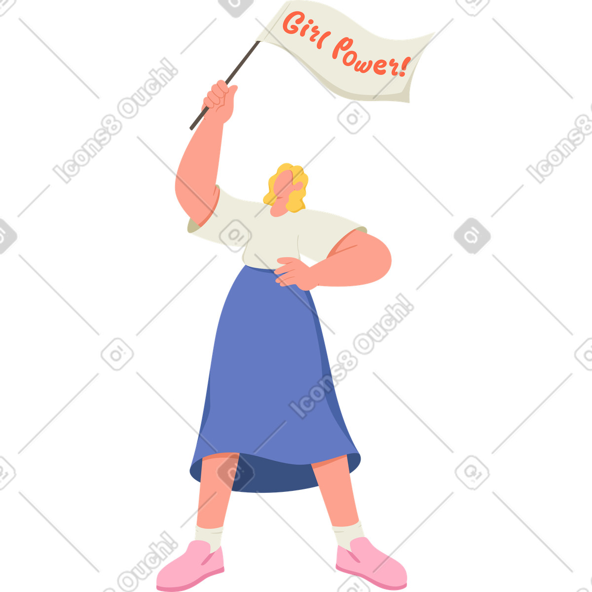 下载 Social 风格的 女孩的力量 插画，支持 PNG、SVG 格式