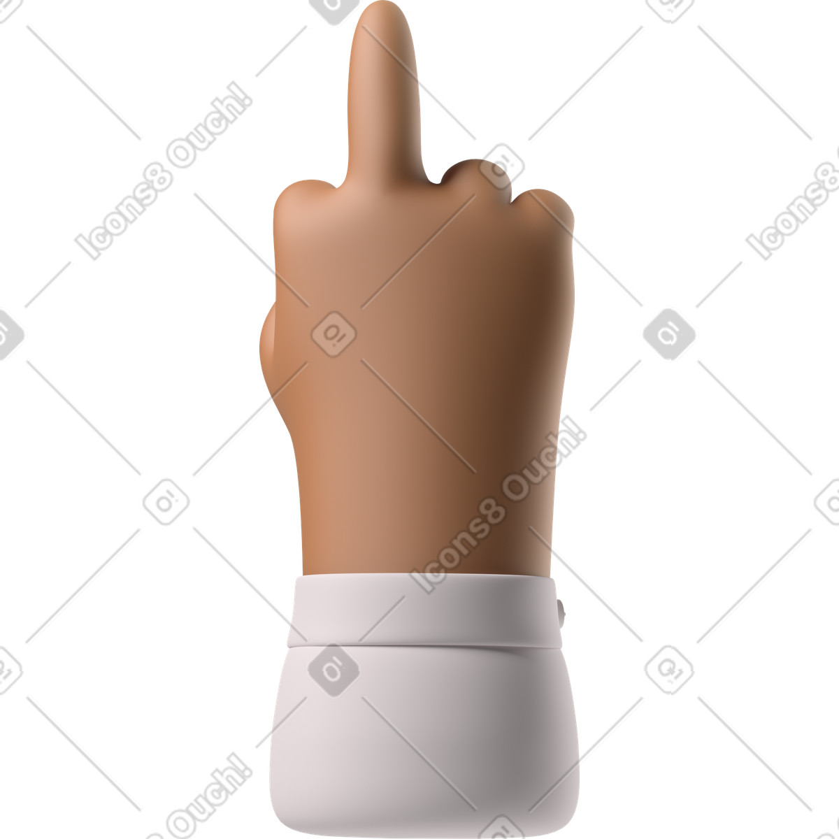 Ilustración Mano de piel marrón que muestra el dedo medio en estilo 3D Hands Fun&Wild a descargar en PNG y SVG