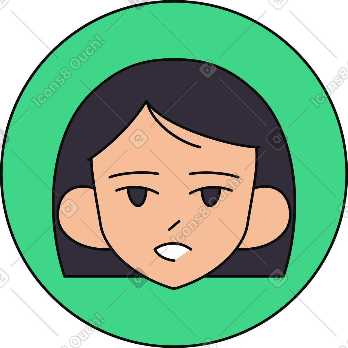 Ilustración Icono de cabeza mujer en estilo Teko a descargar en PNG y SVG