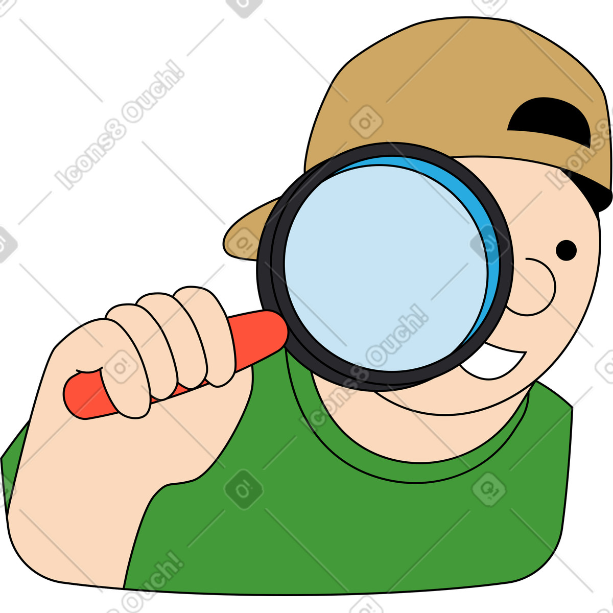 下载 Kindy 风格的 Man with a magnifying glass in his hand 插画，支持 PNG、SVG 格式