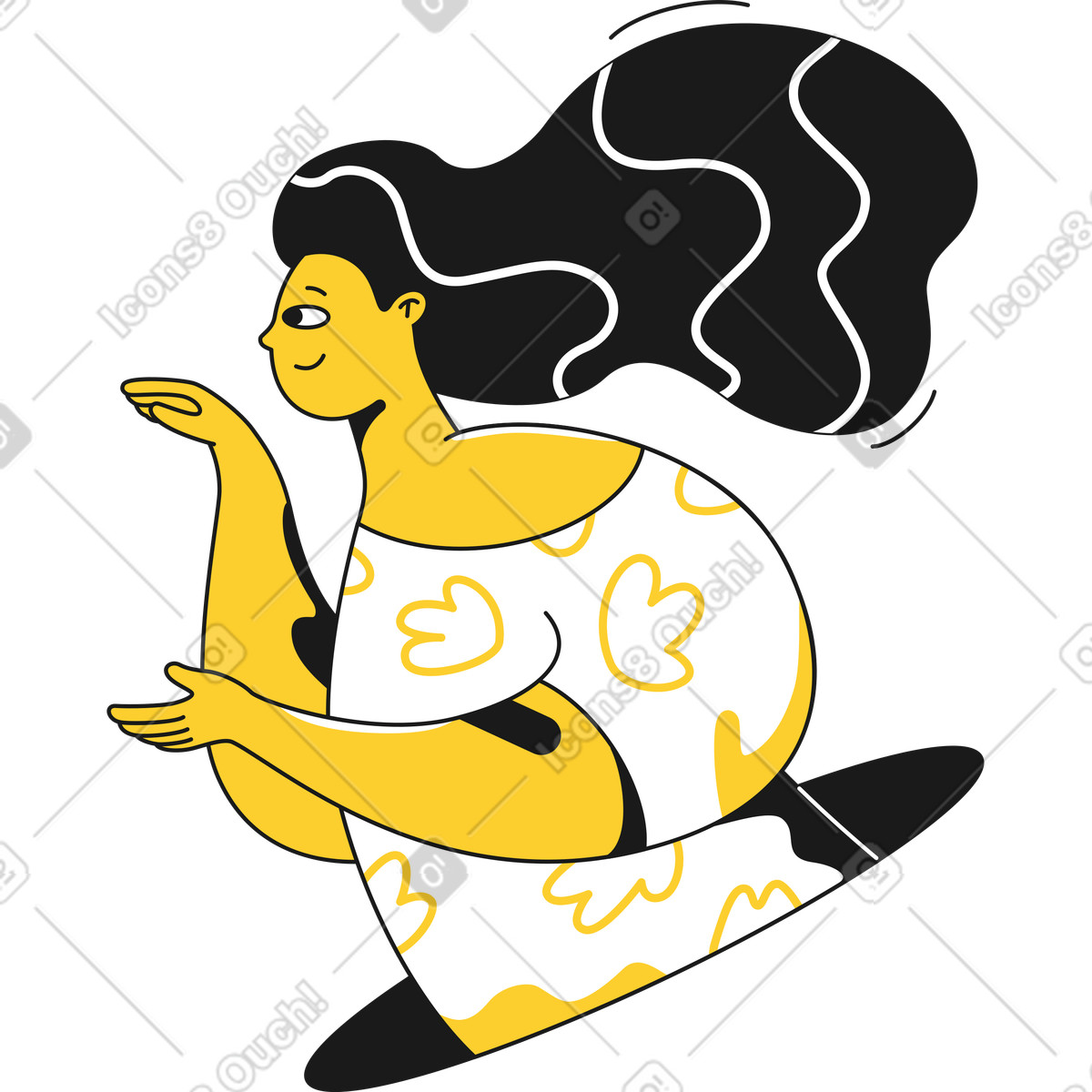Illustration Femme aux cheveux longs dans le style Taxi à télécharger formats PNG, SVG
