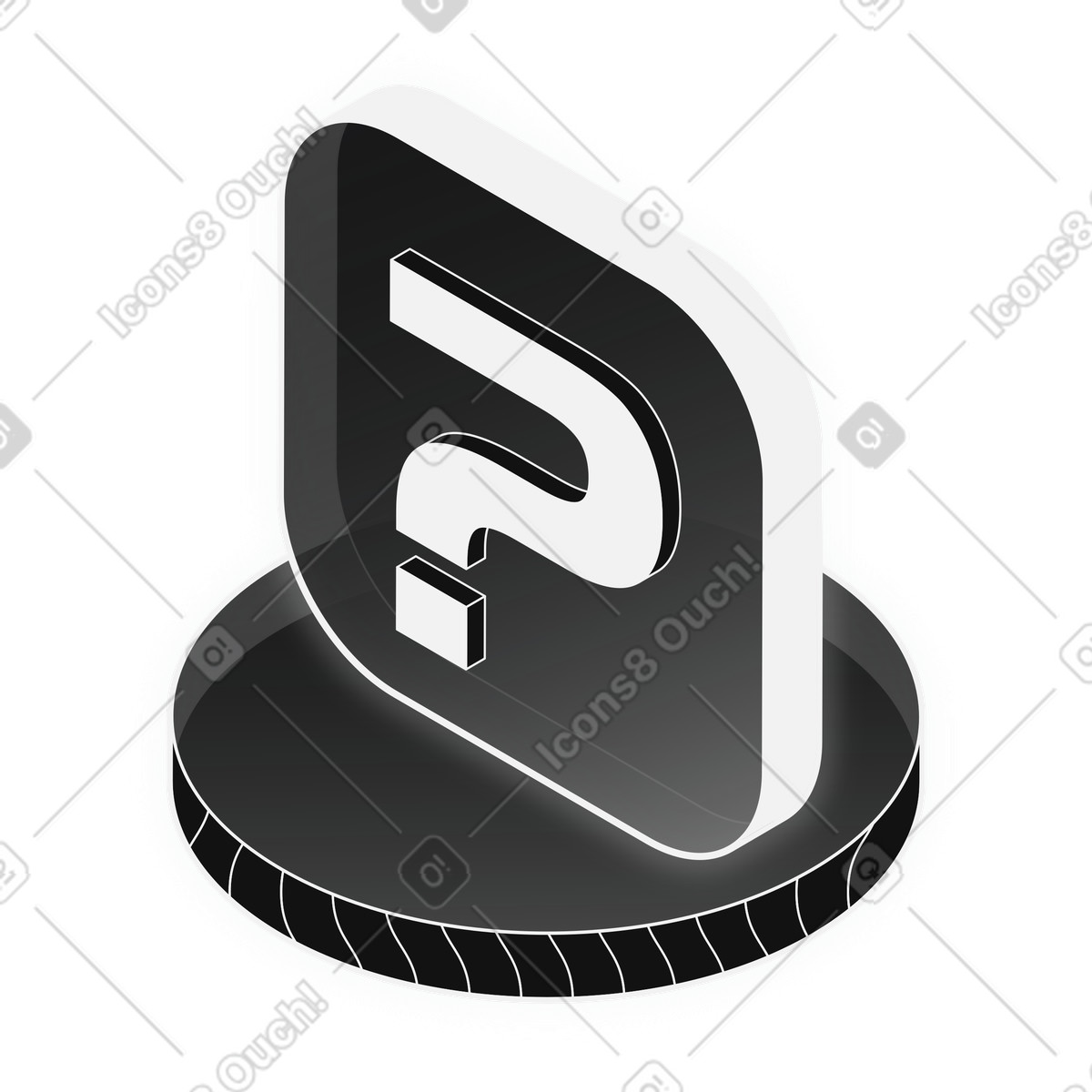 Customer support question mark badge for assistance section illustration in Inverse style download in PNG, SVG