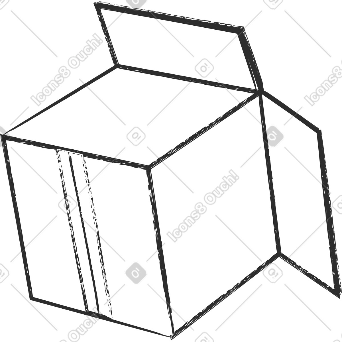 Offene box-Illustration im Graphite-Stil als Download in PNG, SVG