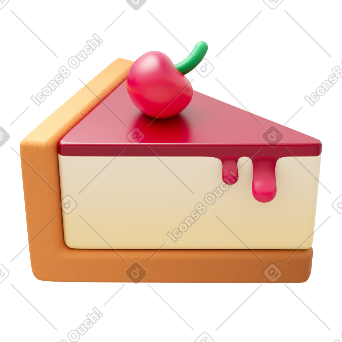 Cherry cheesecake illustration in 3D Fluency style download in PNG, SVG
